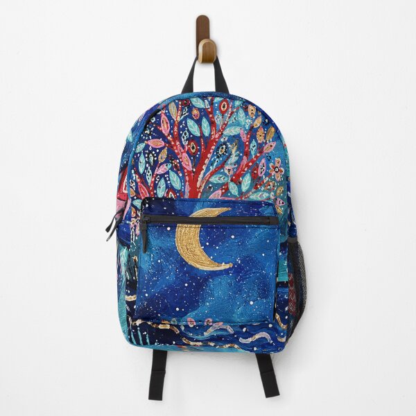 Item preview, Whimsical Moonlit Village Painting With Colorful Folk Art Landscape designed and sold by eliramaison.