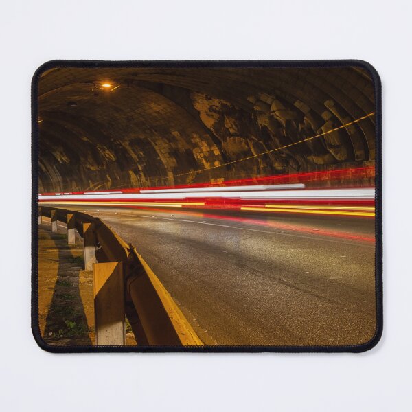 Item preview, Long Exposure Light Trails in Urban Road Tunnel at Night With Passing Traffic and Guardrail designed and sold by Nmallia.
