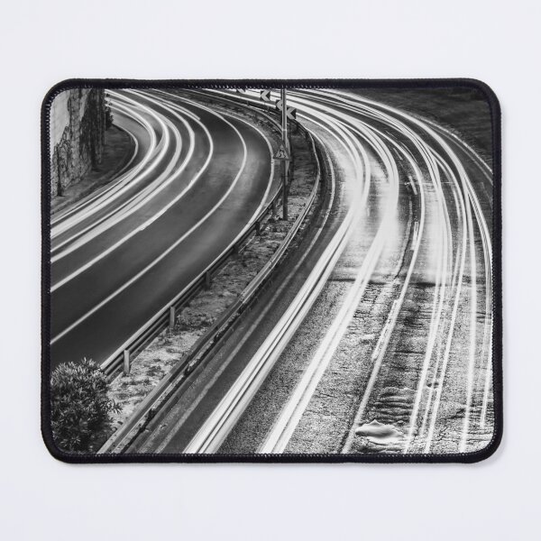 Item preview, Long Exposure Light Trails On Curved Highway At Night In Black And White Urban Motion Study designed and sold by Nmallia.
