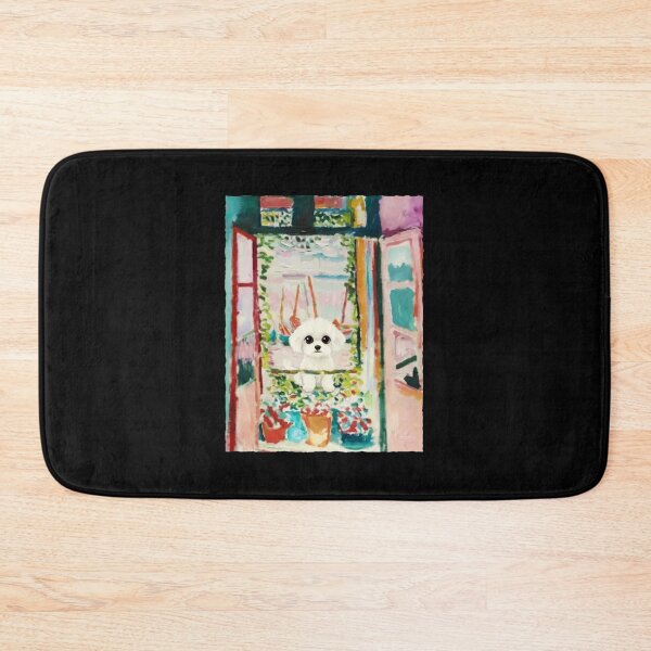 Item preview, Little White Dog By Open Window In Cozy Watercolor Painting designed and sold by JordynLadukeg65.