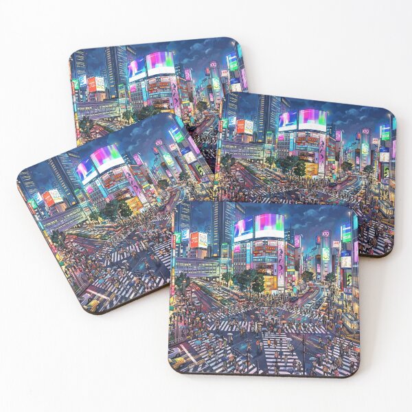 Item preview, Tokyo Shibuya Crossing at Night | Neon Anime Cityscape Illustration designed and sold by vekotpu.