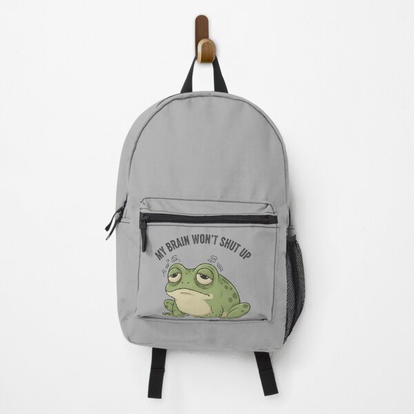 Item preview, Relatable Tired Frog My Brain Won't Shut Up Funny Overthinking Cartoon designed and sold by ZyxDes.