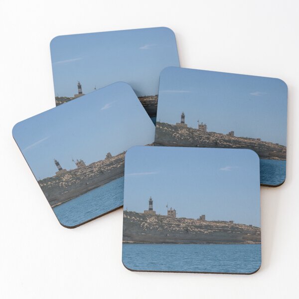 Item preview, Lighthouse on Rocky Coastal Cliffs Over Calm Blue Sea Under Clear Summer Sky for Navigation designed and sold by Nmallia.