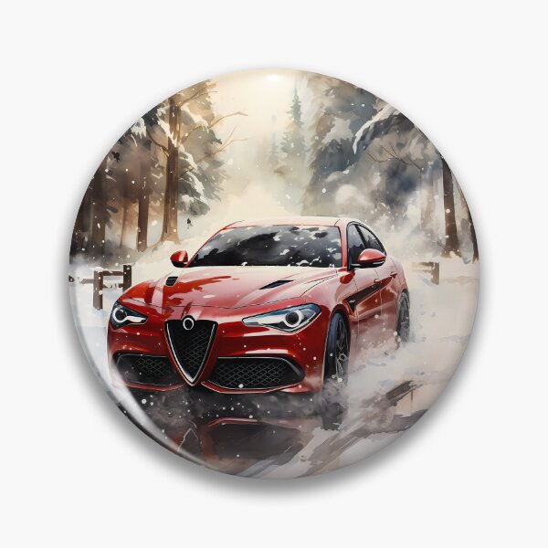 Item preview, Artistic watercolor painting of powerful red car in snow designed and sold by RevUpDesign.
