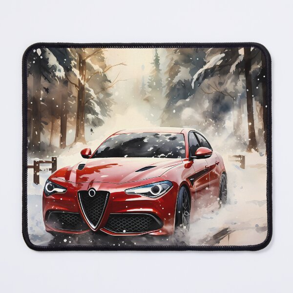 Item preview, Artistic watercolor painting of powerful red car in snow designed and sold by RevUpDesign.