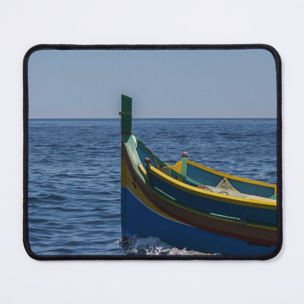 Item preview, Colorful Wooden Fishing Boat Floating Calmly on Deep Blue Sea Near Open Horizon designed and sold by Nmallia.