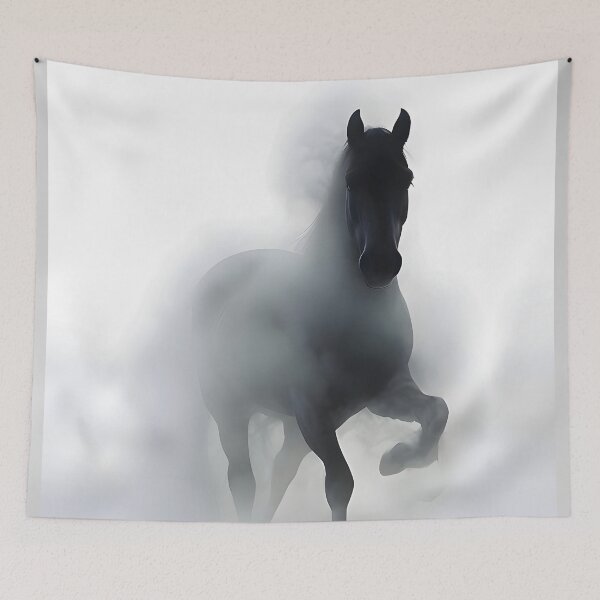 Item preview, Majestic Black Horse Foggy Morning Art designed and sold by RamyGallery.