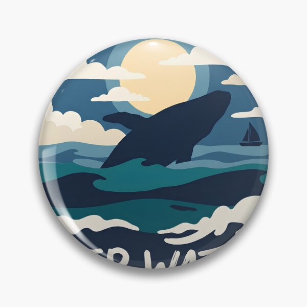 Item preview, Deep Waters - Retro Whale & Sailboat Ocean Art designed and sold by Pattern-Parade.