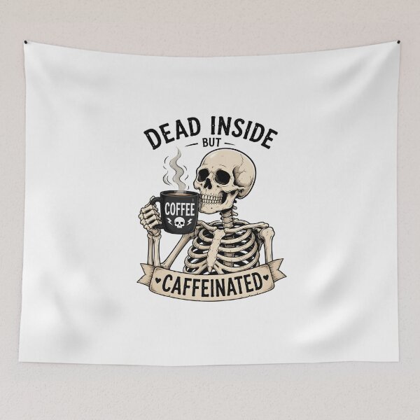 Item preview, Dead Inside But Caffeinated Skeleton Coffee Funny Gifts designed and sold by BadhbhArt.