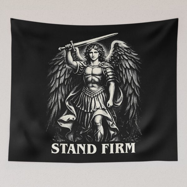 Item preview, Stand Firm Warrior Angel Gothic Faith Graphic with Vintage Edge designed and sold by Masonixem.