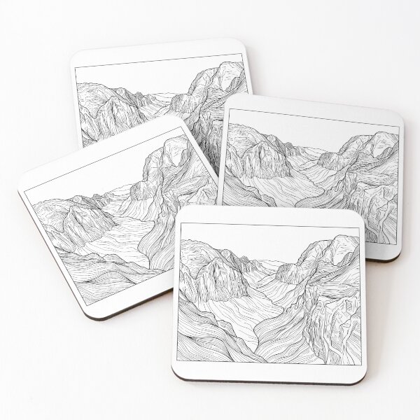 Item preview, Dark Canyon Contours - Minimalist Line Art Landscape designed and sold by Pattern-Parade.