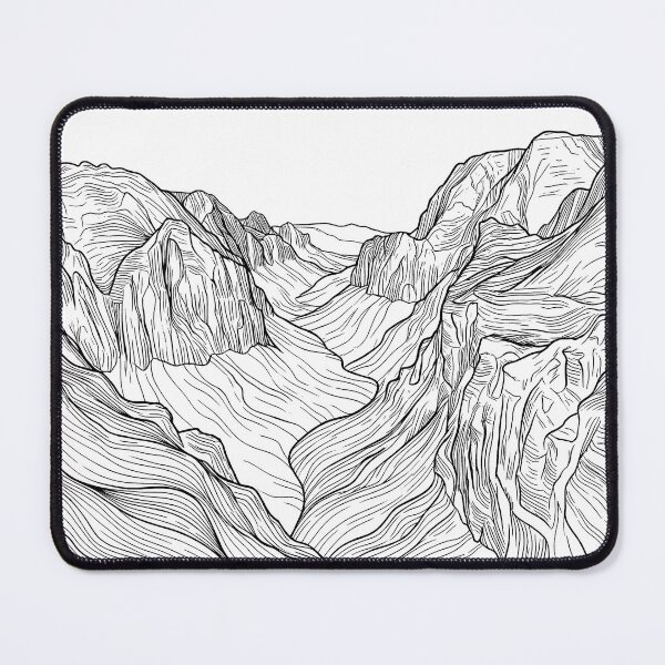 Item preview, Dark Canyon Contours - Minimalist Line Art Landscape designed and sold by Pattern-Parade.