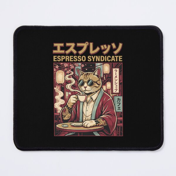 Item preview, Espresso Syndicate | Cat Yakuza | Coffee Club – Vintage Japanese Mafia Cat Café Design designed and sold by DesignDoodleArt.