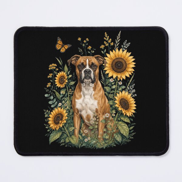 Item preview, Boxer Dog With Sunflower Cottagecore Art Dog Owner designed and sold by TerryConnells.