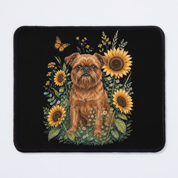 Item preview, Brussels Griffon With Sunflower Cottagecore Art Dog Owner designed and sold by TerryConnells.