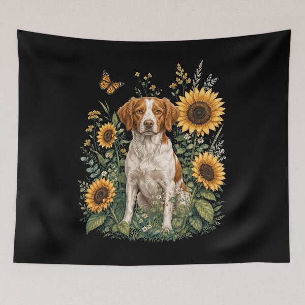 Item preview, Brittany With Sunflower Cottagecore Art Dog Owner designed and sold by TerryConnells.