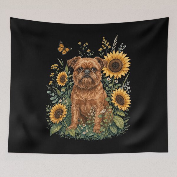 Item preview, Brussels Griffon With Sunflower Cottagecore Art Dog Owner designed and sold by TerryConnells.
