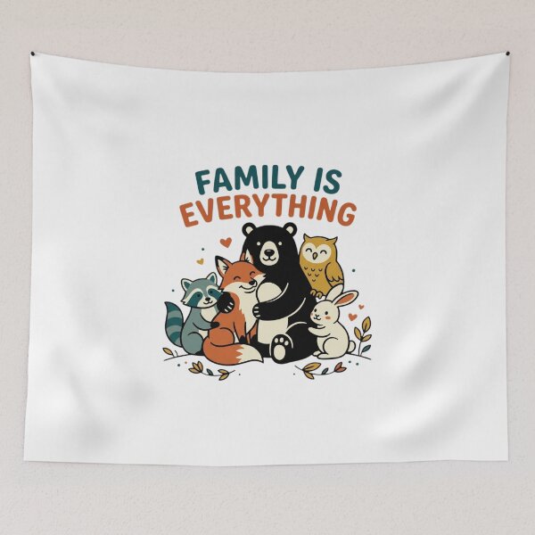 Item preview, Family Is Everything Shirt Cute Woodland Animal Hug Bear Fox Owl Rabbit Family Gift Tee designed and sold by Sky-bully.