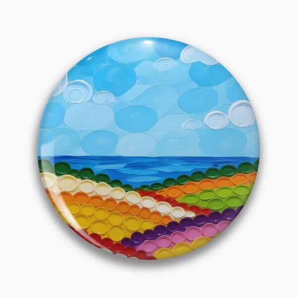 Item preview, Oil pastel dots landscape with sea  horizon and fields in bloom designed and sold by Ponted.