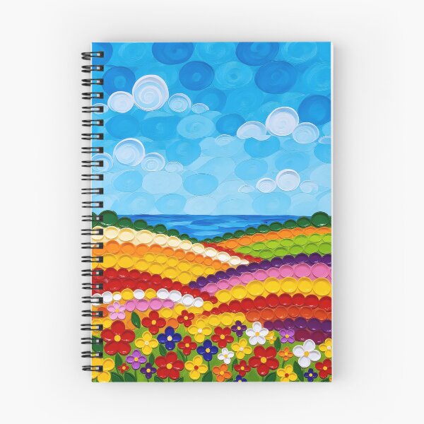 Item preview, Oil pastel dots landscape with sea  horizon and fields in bloom designed and sold by Ponted.