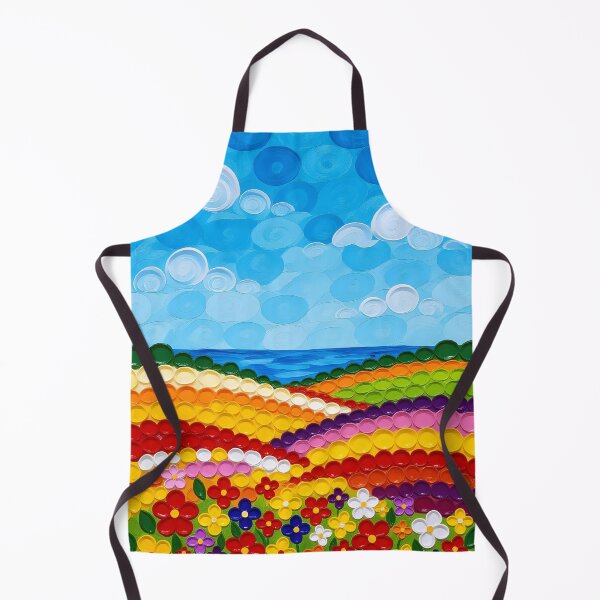 Item preview, Oil pastel dots landscape with sea horizon and fields in bloom designed and sold by Ponted.