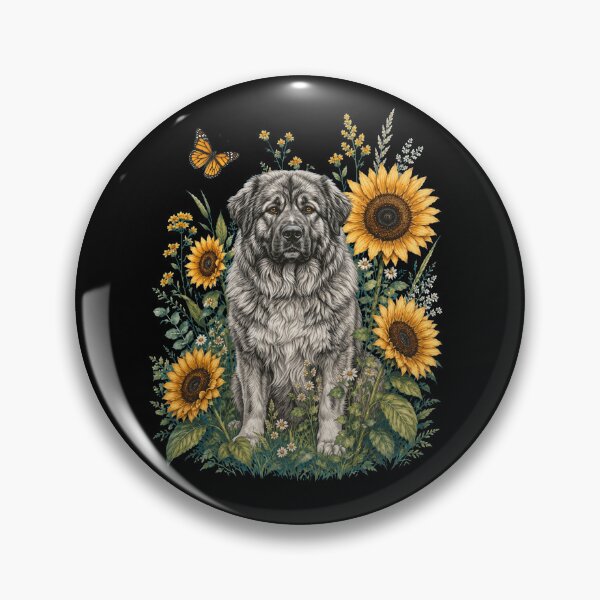 Item preview, Caucasian Shepherd Dog With Sunflower Cottagecore Art Dog Owner designed and sold by TerryConnells.