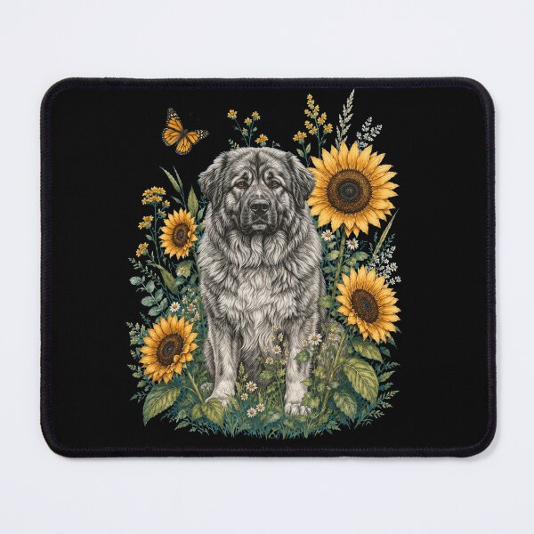 Item preview, Caucasian Shepherd Dog With Sunflower Cottagecore Art Dog Owner designed and sold by TerryConnells.