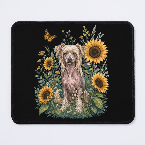 Item preview, Chinese Crested Dog With Sunflower Cottagecore Art Dog Owner designed and sold by TerryConnells.