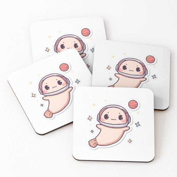 Item preview, Kawaii Axolotl Astronaut Floating Space Sticker designed and sold by KooksStudio.
