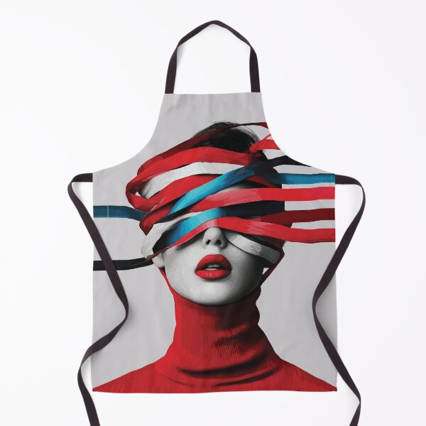Item preview, Red Ribbon Blindfold Woman Abstract Portrait Art designed and sold by RamyGallery.