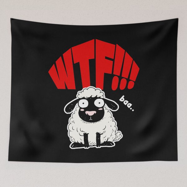 Item preview, WTF - Funny Cartoon Sheep With A Shocked Face designed and sold by WIZECROW.