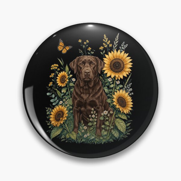 Item preview, Chocolate Lab With Sunflower Cottagecore Art Dog Owner designed and sold by TerryConnells.