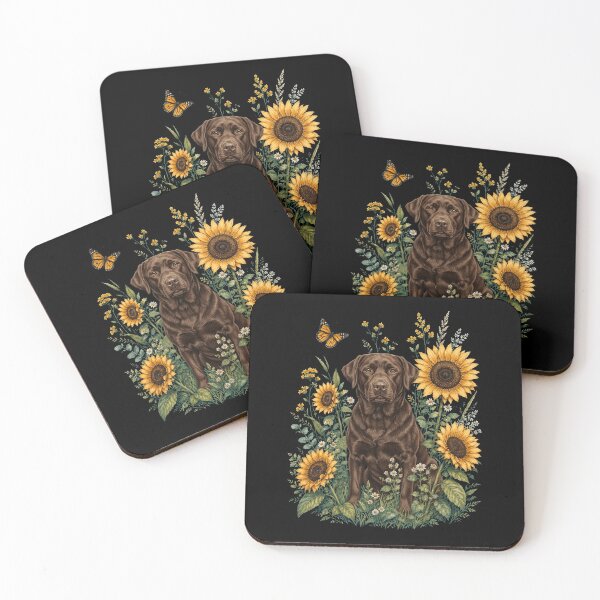 Item preview, Chocolate Lab With Sunflower Cottagecore Art Dog Owner designed and sold by TerryConnells.