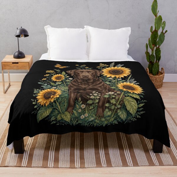 Item preview, Chocolate Lab With Sunflower Cottagecore Art Dog Owner designed and sold by TerryConnells.