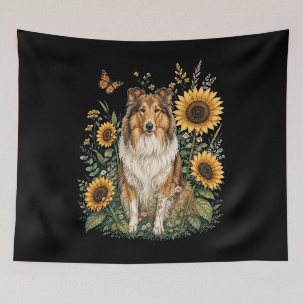 Item preview, Collie With Sunflower Cottagecore Art Dog Owner designed and sold by TerryConnells.