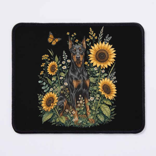 Item preview, Doberman Pinscher With Sunflower Cottagecore Art Dog Owner designed and sold by TerryConnells.