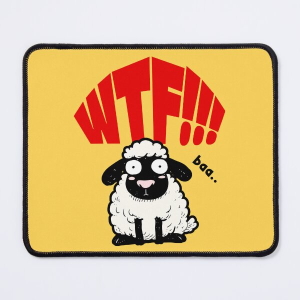 Item preview, WTF - Funny Cartoon Sheep With A Shocked Face designed and sold by WIZECROW.