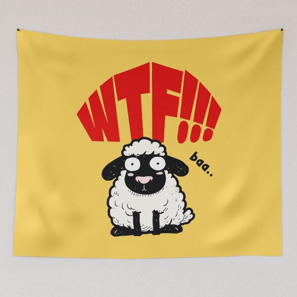 Item preview, WTF - Funny Cartoon Sheep With A Shocked Face designed and sold by WIZECROW.