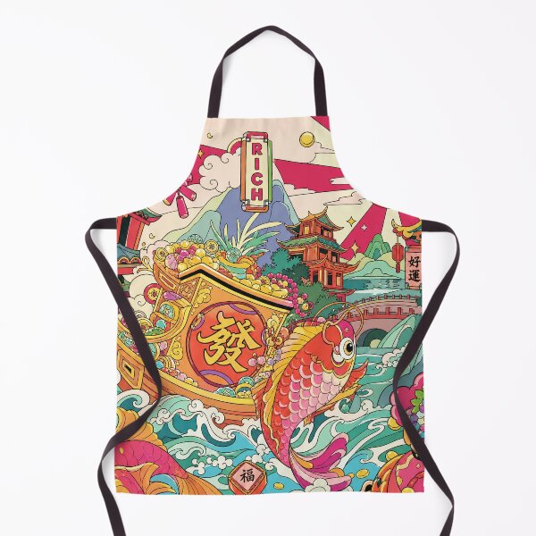 Item preview, Lucky Koi Prosperity Boat With Vibrant Asian Fantasy Market Scene designed and sold by eliramaison.