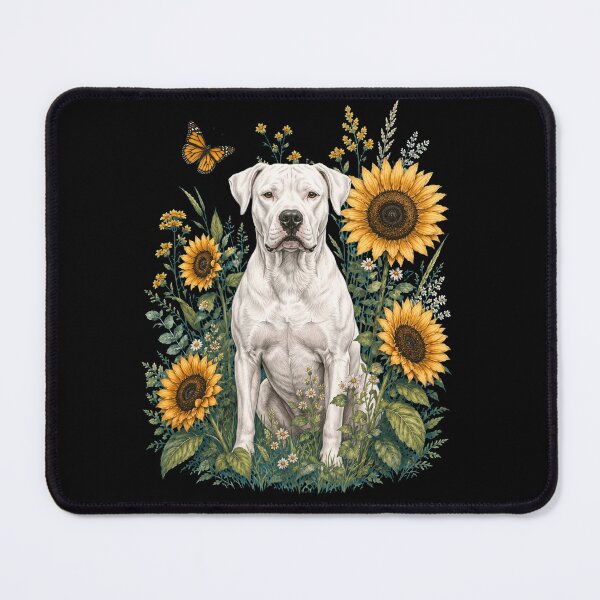 Item preview, Dogo Argentino With Sunflower Cottagecore Art Dog Owner designed and sold by TerryConnells.