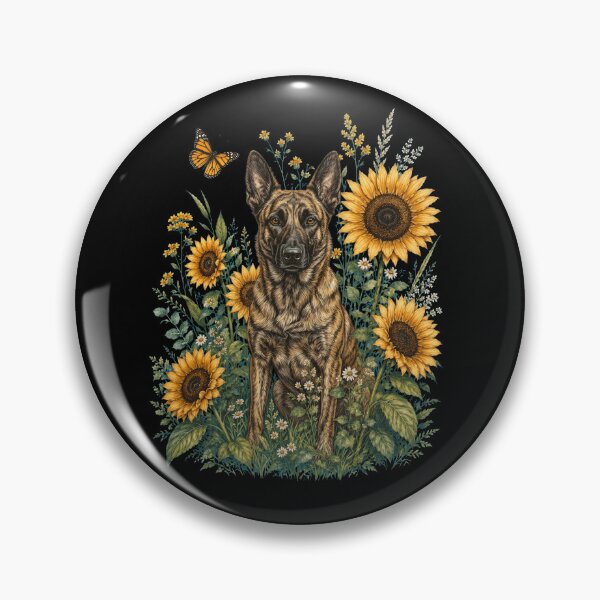 Artikelvorschau, Holländischer Schäferhund mit Sonnenblume, Cottagecore-Kunst, Hundebesitzer entworfen und verkauft von TerryConnells.