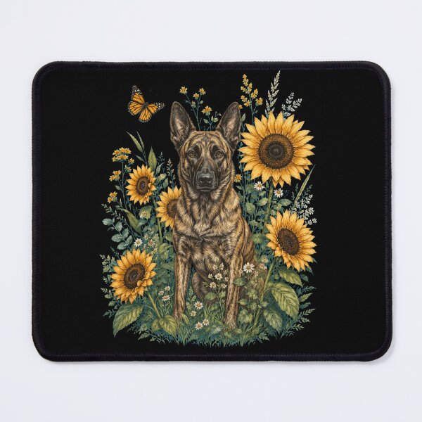 Item preview, Dutch Shepherd With Sunflower Cottagecore Art Dog Owner designed and sold by TerryConnells.