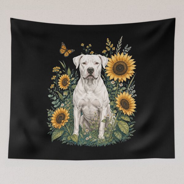 Item preview, Dogo Argentino With Sunflower Cottagecore Art Dog Owner designed and sold by TerryConnells.