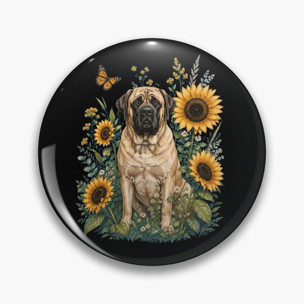 Item preview, Mastín inglés con girasol, arte cottagecore, dueño de perro designed and sold by TerryConnells.