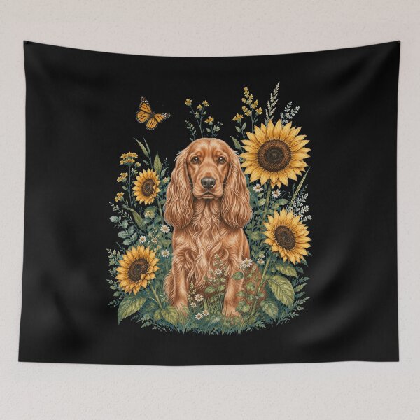 Item preview, English Cocker Spaniel With Sunflower Cottagecore Art Dog Owner designed and sold by TerryConnells.