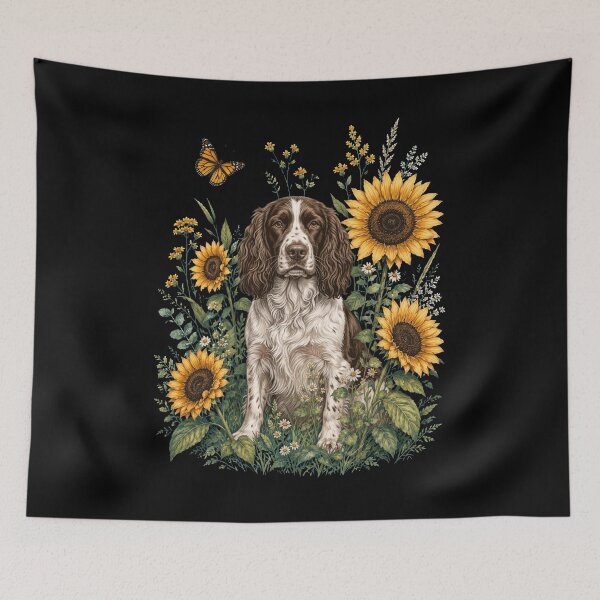 Item preview, English Springer Spaniel With Sunflower Cottagecore Art Dog Owner designed and sold by TerryConnells.