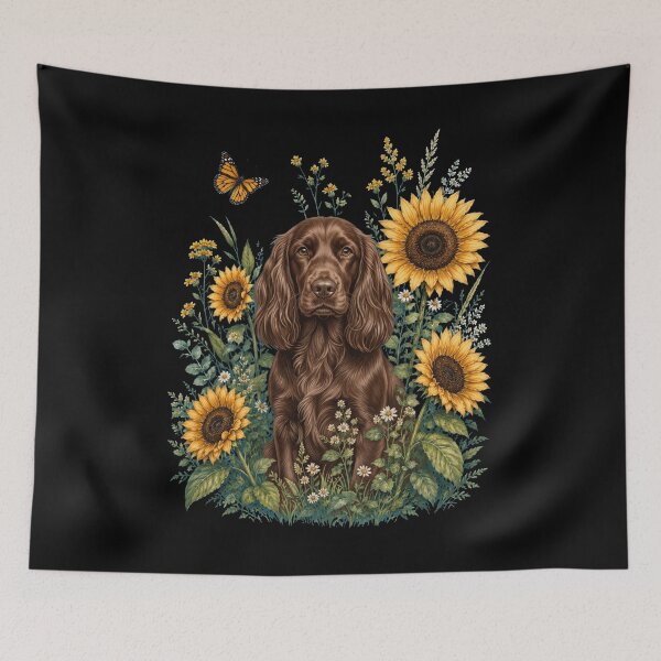 Item preview, Field Spaniel With Sunflower Cottagecore Art Dog Owner designed and sold by TerryConnells.