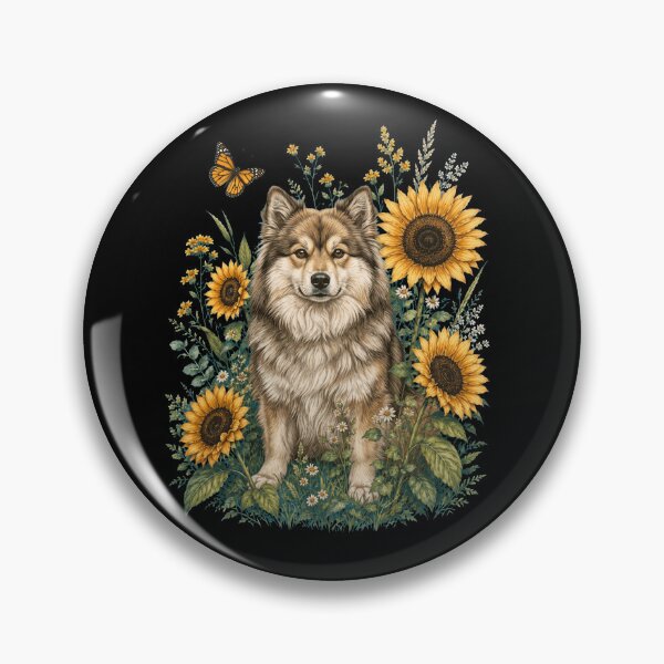 Item preview, Finnish Lapphund With Sunflower Cottagecore Art Dog Owner designed and sold by TerryConnells.