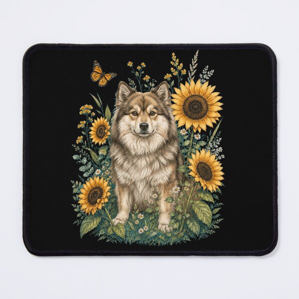 Item preview, Finnish Lapphund With Sunflower Cottagecore Art Dog Owner designed and sold by TerryConnells.