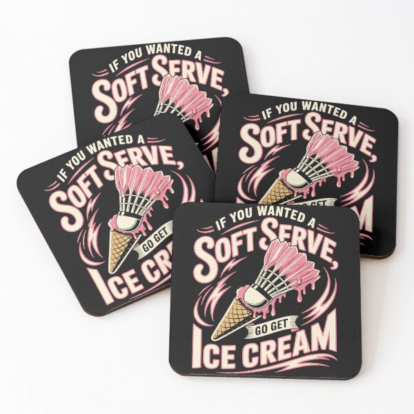 Item preview, Funny Badminton Soft Serve Ice Cream Joke with Retro Shuttlecock designed and sold by allistermariam.